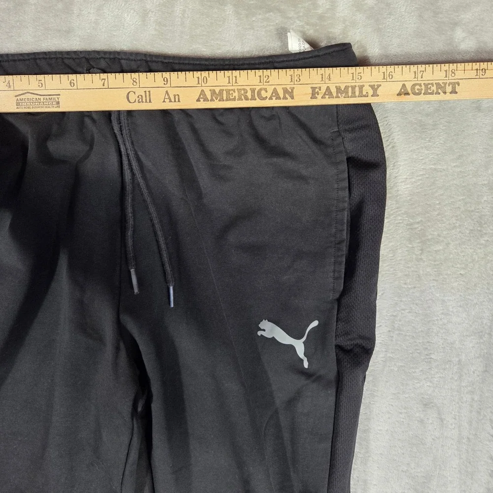 Puma Mens Black Training Joggers Tapered Sweatpants Size Medium Mesh Panels